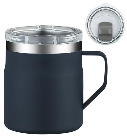 Reisebecher aus Edelstahl, 450 ml Henkelbecher mit stabiler Konstruktion, Getränkebehälter-Set, tragbares Trinkgeschirr-Gadget mit praktischem Design, Zubehör für Studenten und Reisende für