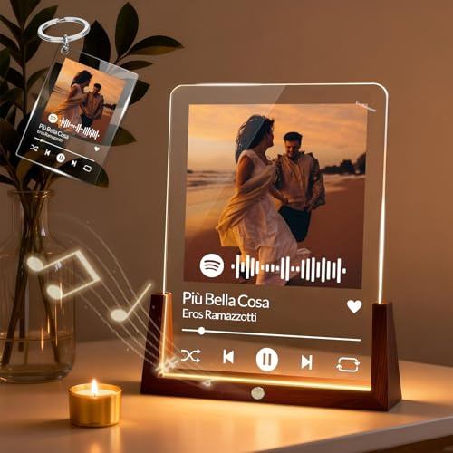 Regalos personalizados para novia y novio – Placa Spotify, marcos de placa de canciones de acrílico de música personalizada con foto, marco de fotos personalizado para él, ella, mujeres, hombres