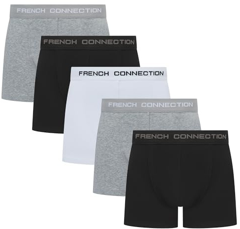 French Connection Mens Boxer Shorts Multipack Cotton Stretch Underwear | 5-Pack Gift Box · Premium Breathable Cotton · Soft Elasticated Waistband · Ideal Gift for Men · Sizes S-4XL