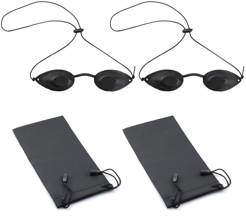 CHSEROK 2 Pezzi Occhialini per Solarium, Regolabile Occhiali di Protezione Solarium, Silicone Occhiali Infrarossi, Nero Occhialini Solarium UV, con Pochette, per Centro Estetico, Casa