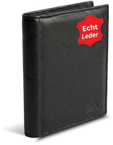 Cocoono Leder Geldbörse Herren I Echtleder Geldbeutel für Männer I Münzbörse Portemonnaie Brieftasche Wallet Portmonee (Schwarz, 13)