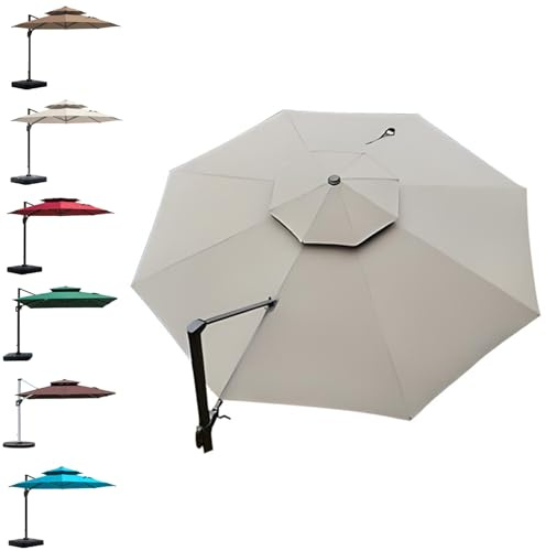 Telo copertura per ombrelloni rotondi decentrati a 8 stecche 3 m 3.5m tessuto 220g/m² - Tessuto di Ricambio (Taupe,3m(9.8 ft))