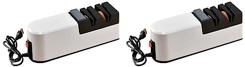 Bosiyrggrl 2X Aiguiseur de Couteaux électrique USB Affûteur Réglable Automatique 3 étapes pour Couteaux Ciseaux Affûteur Domestique