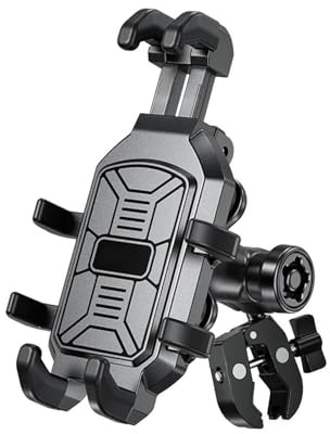 DIQXLGS Motorcykelmobilhållare Med Vibrationsdämpare Anti-Skaka 720° Justerbar Stöldskydd För 5.4''-6.9''(Srong Clamp)