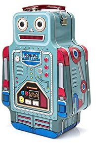 Suck UK - Robotor Lunch Box | Brotdose Im Coolen Vintage Robotor-design | Robot | Blechdose | Aufbewahrungsbox | Pausenbrot | Frischhaltedose | Dose Mit Tragegriff | Essensbox | Jausenbox Kinder