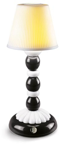 LLADRÓ Lámpara De Mesa Firefly Palm. Blanco Y Negro. Lámpara de Porcelana.