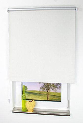 deko-raumshop Thermorollo Verdunkelungsrollo Kettenzugrollo Seitenzugrollo Rollo Leinen Silber Breite 60-200 cm Länge 180 cm Thermo Vorhang lichtundurchlässig Alu Beschichtung (202 x 180 cm)