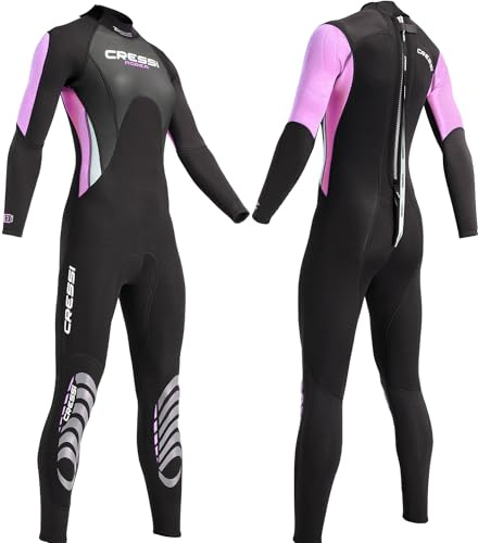 Cressi Morea Lady Wetsuit Full 3 mm, Muta Monopezzo Neoprene Ultrastretch Donna, Nero/Rosa/Argento, XL/5