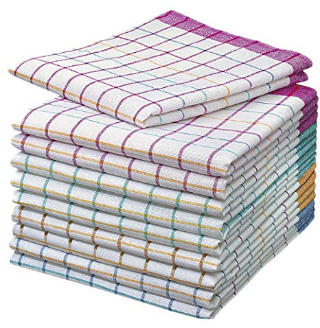 Zestri Geschirrtücher 10er-Set | Mehrfarbig kariert | 50x70 cm | 100% Baumwolle 50g/Stück | Geschirrhandtücher für Küche,Restaurant & Gastronomie | Grubentuch Küchentücher Bunt