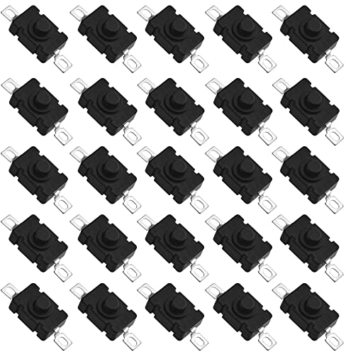 WMYCONGCONG Lot de 25 Interrupteur à bouton-poussoir à verrouillage 1,5 A 250 V AC Interrupteur de la lampe torche,18 x 12 mm