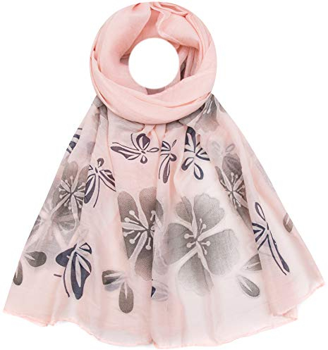 Faera Damen Schal Schmetterlinge und Blumen Silber-Glitzer weich und leicht Einheitsgröße in verschiedenen Farben, SCHAL Farbe:Rosa