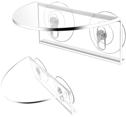AOOOWER Paquete de 2 estantes acrílicos para alféizar de ventana de 20 cm, con ventosas, para interiores y jardines suculentos