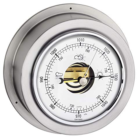 TFA Dostmann Maritim 29.4024.54.B Weather Forecast Analogue Barometer Silver (L) 140 x (W) 59 x (H) 140 mm