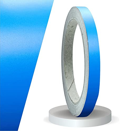 siviwonder Zierstreifen selbstklebend Folie Azur Blau Matt matt 10 mm x 10 m Rolle Dekorband Auto Motorrad Boot Fahrrad Wohnwagen Helm Pinstripe Klebeband für Konturmarkierung Linien Dekoration
