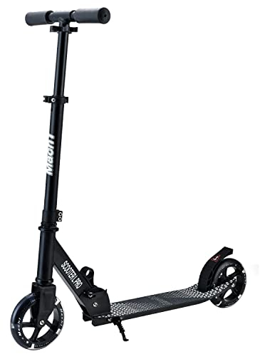 Mach1 Kick Scooter ALU City Roller Tretroller Große 145mm LED Leuchtrollen/Reifen Kinderroller klappbar Kickscooter (L Schwarz)