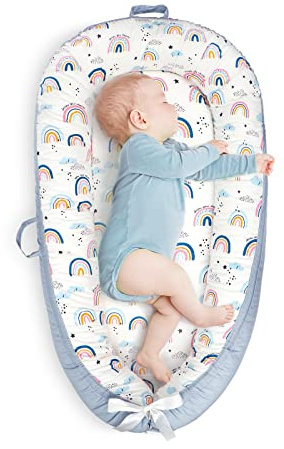 Baby Nest Lounger Cot Bed for Co Sleeping Portable Baby Bassinet Soft Breathable Newborn Lounger Perfect for Newborn Gift Napping Co-Sleeping and Traveling Soft Cotton from 0-18 Months