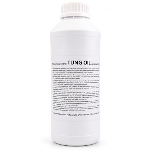 1 Liter 100 % reines Tungöl | Natürliche Holzpflege für innen und außen | Es verändert die Farbe nicht und hinterlässt eine sehr widerstandsfähige wasserdichte Schicht - Snadi