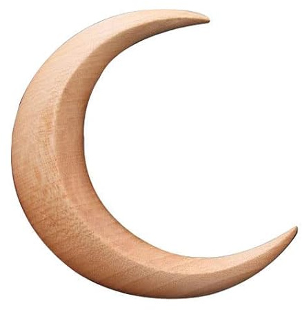 Tenedor de pelo de luna creciente tallado a mano para mujer,pasador de luna de madera,barra de pelo de luna,peine de pelo de madera accesorios de herramientas de peinado grueso (Largo, De madera)
