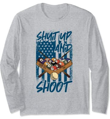 Snookerqueue mit 8 Bällen für Billards, Shut Up And Shoot Billards, Billards, Snookerqueue Langarmshirt