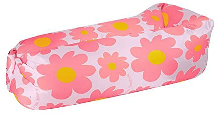 Surwin Wasserdichtes Aufblasbares Sofa,Tragbares Luft Sofa Aufblasbare, Air Lounger, Luftsofa Luftsack Für Outdoor, Strand, Reisen, Party, Camping Gadgets (Rosa Blumen,70x185cm)
