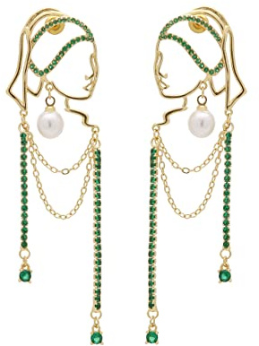 Einzigartiges abstraktes Gesicht Art baumelnde Ohrringe für Frauen Mädchen Umriss Strass Tassel Dény Hollow aus Ohrringe Schmuck Mode baumelt lange Aussage leichte Ohrringe...