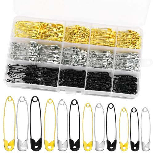 NAMOON 540PCS Safety Pins, 4-Size 18mm to 37mm Safety Pins for Clothes