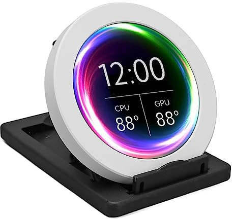 Bewinner 2.8in Round AIO RGB CPU Liquid Cooler Screen, Temperature Displayed CPU Cooler, All in One Liquid Cooler Circular LCD Display for Desktop Chassis