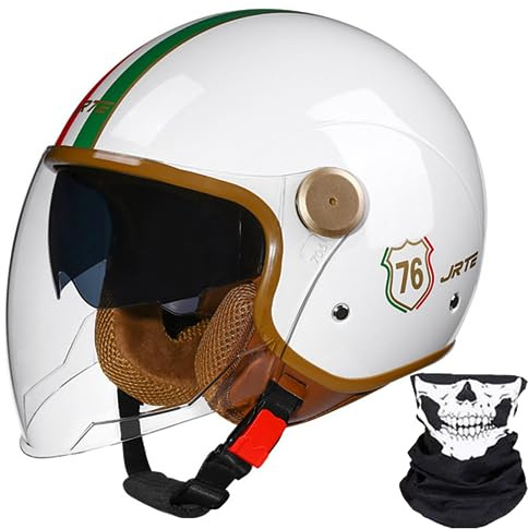 Casque De Moto À Visage Ouvert, Adultes Femmes Hommes 3/4 Rétro Classique Casque De Cyclomoteur Approuvé Dot/ECE Demi-Visage Casques De Moto Vintage avec Visière Scooter