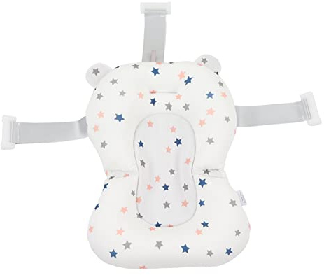 Cojín para Asiento de Baño para bebé, Flotante, Seguro, Plegable, Ajustable, para Recién Nacido, Almohada de Baño Suave, Almohada de Baño para bebé para Bañera (Estrellas blancas)