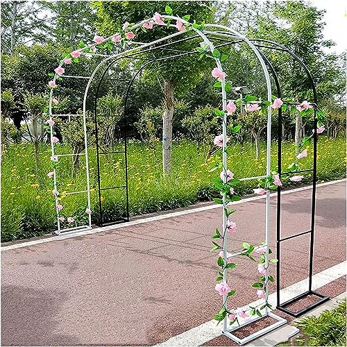 Große Torbogen Rosenbogen Aus Metall, Breite 120 140 180 240 300 350cm, Rosenbogen Holz wetterfest,für Rosen Blumen im Garten Terrasse/Kletterpflanze,Weiß,W200*230cm