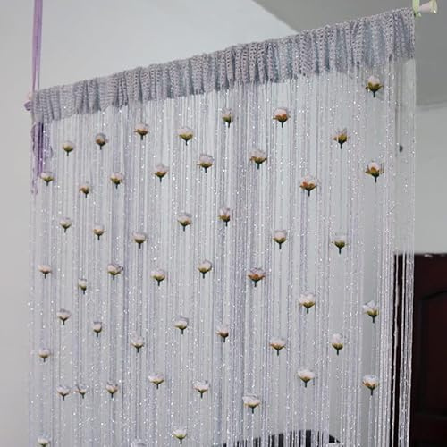 muliivevy Rose Thread Door Curtain, Rose Hanging Beads for doorways, Door Frame Tassel, Thread Curtains, Privacy Door Frame Tassel for Home Décor Door Windows (G, 39.37 * 78.74in)