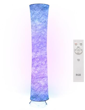 BASRAE RGB Stehleuchte Modern LED Stehlampe Wohnzimmer Papierschirm Lampe