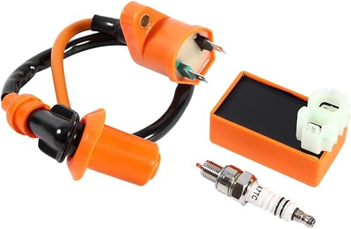 MotorMinds CDI Zündkerze, Zündspule, Racing Zündkerze für GY6 50cc 125cc 150cc Motorisierte Motorrad Scooter