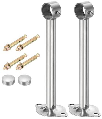 QUARKZMAN 2 Stück Gardinenstange Halterung Handtuchstange vorhangstange für 25mm/0,98 Rohrlänge 200mm/7,87 Edelstahl Deckenhalterung Gardinenstange für Wände Kleiderschrank Gardinenrohr