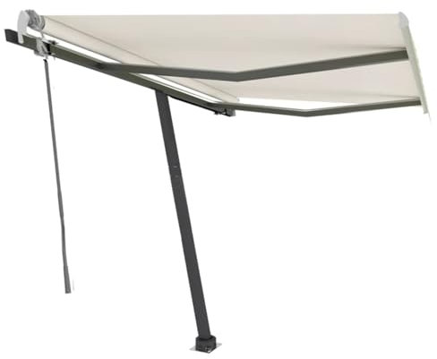 ShGaxin Markise Manuell Einziehbar mit 300x250 cm Creme, Sichtschutz Balkon, Balkon Markise, Seitenmarkise, Klemmmarkise, Sonnenvorhang, Balkonmarkisen - 3069702