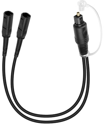 RIIEYOCA Digital Optical Audio Splitter 1 in 2 Out, Toslink Fiber Optic 1 Male to 2 Female Cable for Home Theater, Blu-ray Player, Stereo System (mf, 0.3m)