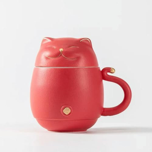 VIXDA 300ML Portable Tea Mug Travel Set For Business Trip Carry Water Cup Filter Quickly Brew Utensils Drinkware Lucky Cat