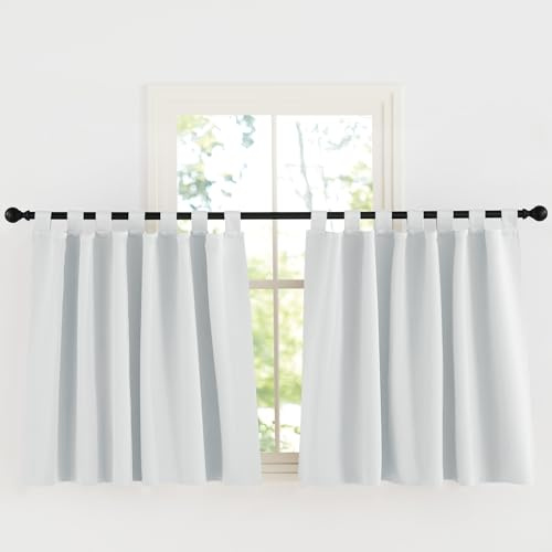KGORGE Tende Corte per Finestre con Passanti Tende Oscuranti per Cucina Moderne 2 Pezzi 140x125cm(LxA) Curtain Termica Isolante per Salotto, Grigio Perla