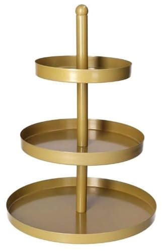 Cookinglife Etagere 3-stöckig | Metall Gold | ø 15, 20 & 25 cm | Servierständer für Cupcakes, Kuchen & Snacks | Platzsparend & abnehmbar | Ideal für Brunch & Feiern