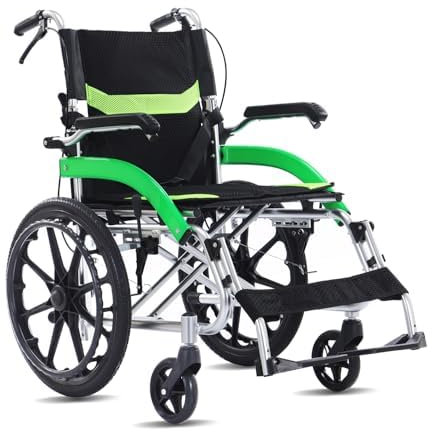 Broobey faltbar leicht Rollstuhl aus Aluminium,Doppelbremsen Selbstantrieb Rollstuhl faltbar und leicht mit Selbstantrieb für Senioren bis 150kg