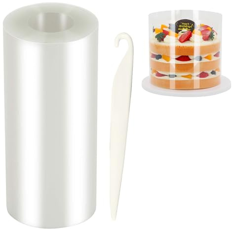 Myluatye Tortenrandfolie,Acetat Folie 20cm x 5m,Transparente Acetatrolle,Harte Torten Folie,für Tortendeko Mousse Schokolade