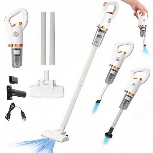 Culnflun Kabelloser Mini Stielstaubsauger, handlich, leicht, 2-in-1, leise, wiederaufladbar und leistungsstark – ideal für Tierhaare, Hartböden, Katzenstreu und die Reinigung Ihres Zuhauses.