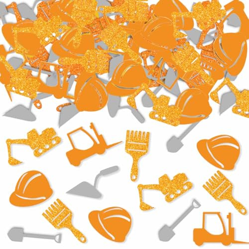 ParPix 100 Stk Baustelle Geburtstag Deko Konfetti, Groß 4,5cm Bagger Geburtstag Streudeko,Baustellen Tischdeko Kindergeburtstag Confetti,Bagger Deko Geburtstags Konfetti,Baustellen Party Deko Confetti