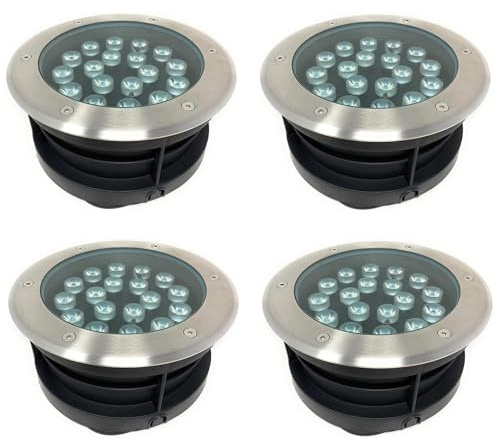 AntDau71® - 4 Pezzi Faretto a led segnapasso calpestabile da esterno viali sentieri giardino pavimento IP65 da incasso a terra luce fredda 6500k - 220V (18 watt (19,3 x 9 cm))