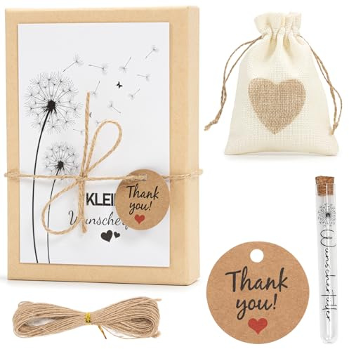 Wunscherfüller Geldgeschenk inklusive Kunststoff Reagenzglas Wunscherfüller Grußkarte Jutesäckchen und Geschenkbox Kreative Geldgeschenke für Weihnachten Geburtstag Hochzeit Jugendweihe Abschluss