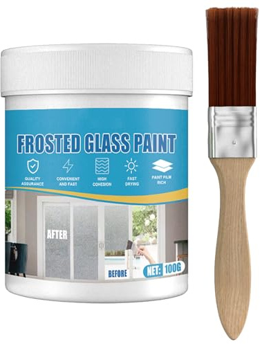 Mnozreo Milchglasfarbe die Privatsphäre von Fenstern,Badezimmer Milchglas Farbe,Wasserbasierte Sichtschutz Fenster,Frost-Sprühfarbe für Glas,Frosted Glass Spray Paint,100G