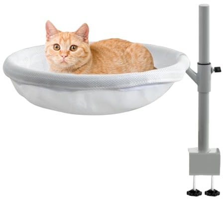 Katzenbett, am Schreibtisch montiert, Hängematte für Katzen, im Büro befestigt, um 360 Grad drehbares Nest für Tiere mit abnehmbarem und waschbarem Bezug, modernes für und Spieltisch