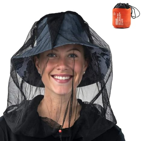 Filet anti-moustique de qualité supérieure pour la tête, filet de protection de la tête de moustique avec sac de rangement en maille fine pour protection contre les mouches et les insectes pour le