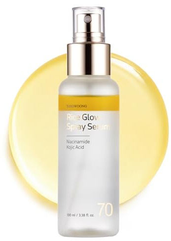 TOSOWOONG Rice Glow Spray Serum, Allt-i-ett Mist, Glass Skin, Mörka Fläckar | 70% Risklivatten, Vitamin C, Kojisyra, Glutation, PDRN, Hyaluronsyra, Återfuktande, Koreansk Hudvård, 100 ml
