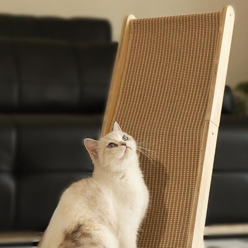 Rascador para gatos en forma de L, de doble uso, sisal grande, 63 cm de altura, madera maciza de haya y sisal natural, columna rascadora para gatos, en forma de L, para todos los gatos, para jugar y